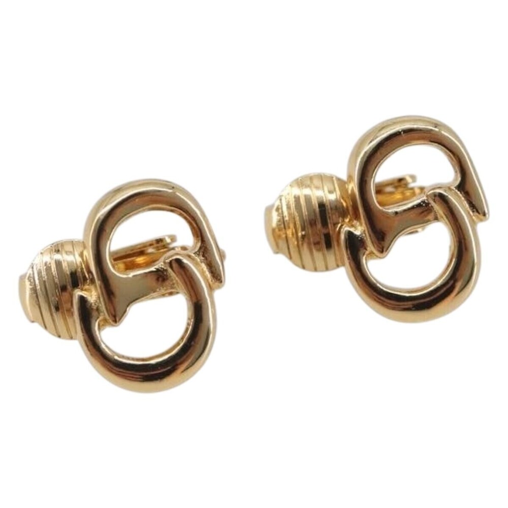 Christian Dior Vintage CD Logo Grooved Earrings Metal